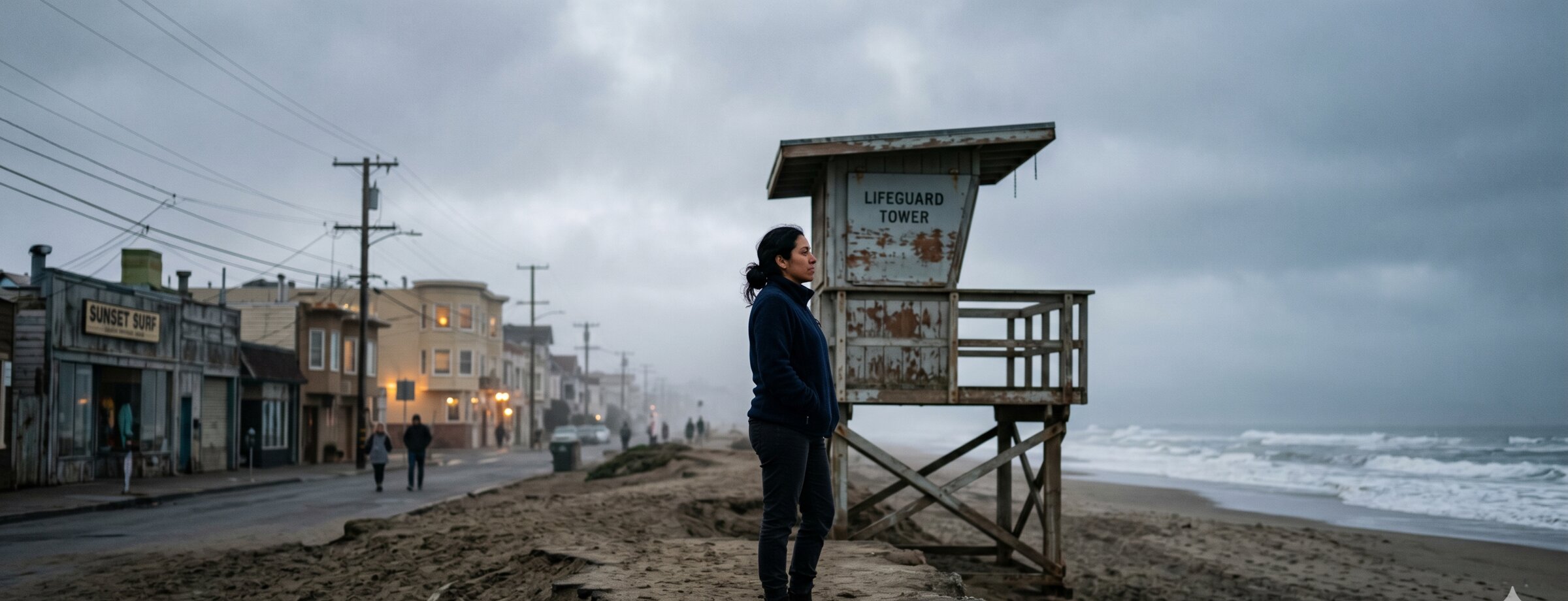 Marlena Ortiz at the southern lifeguard tower, 7:12 a.m. Sunday
