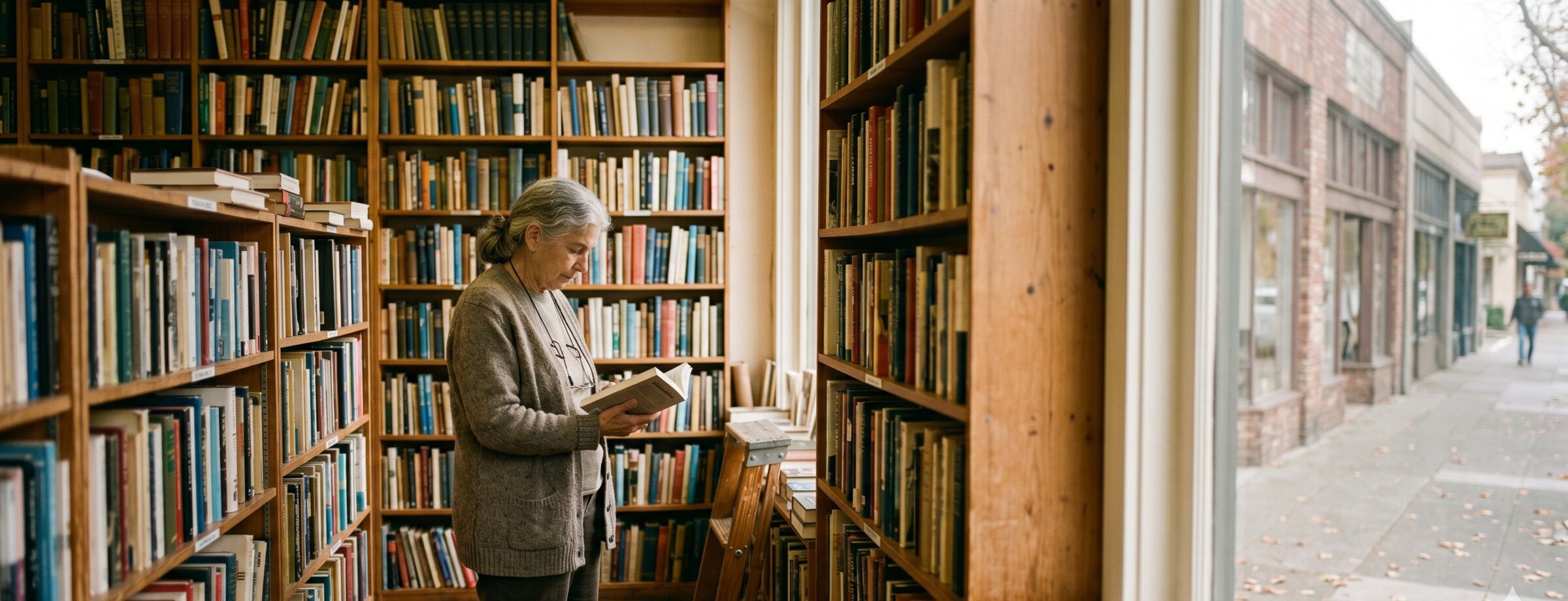 Phyllis Karam in the philosophy stacks, second floor, 1:48 p.m. Saturday