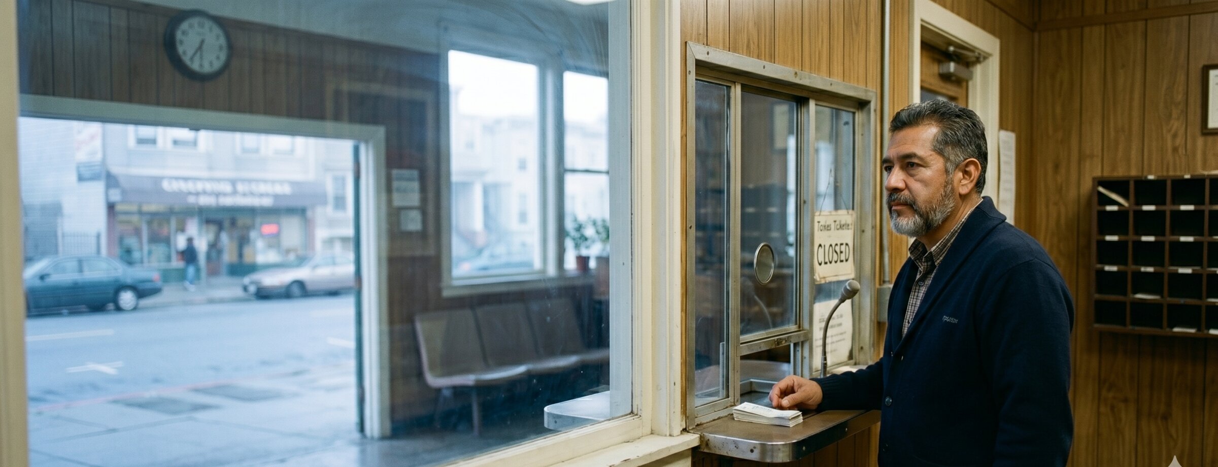 Tomas Reyes at the operator window, 6:09 a.m.