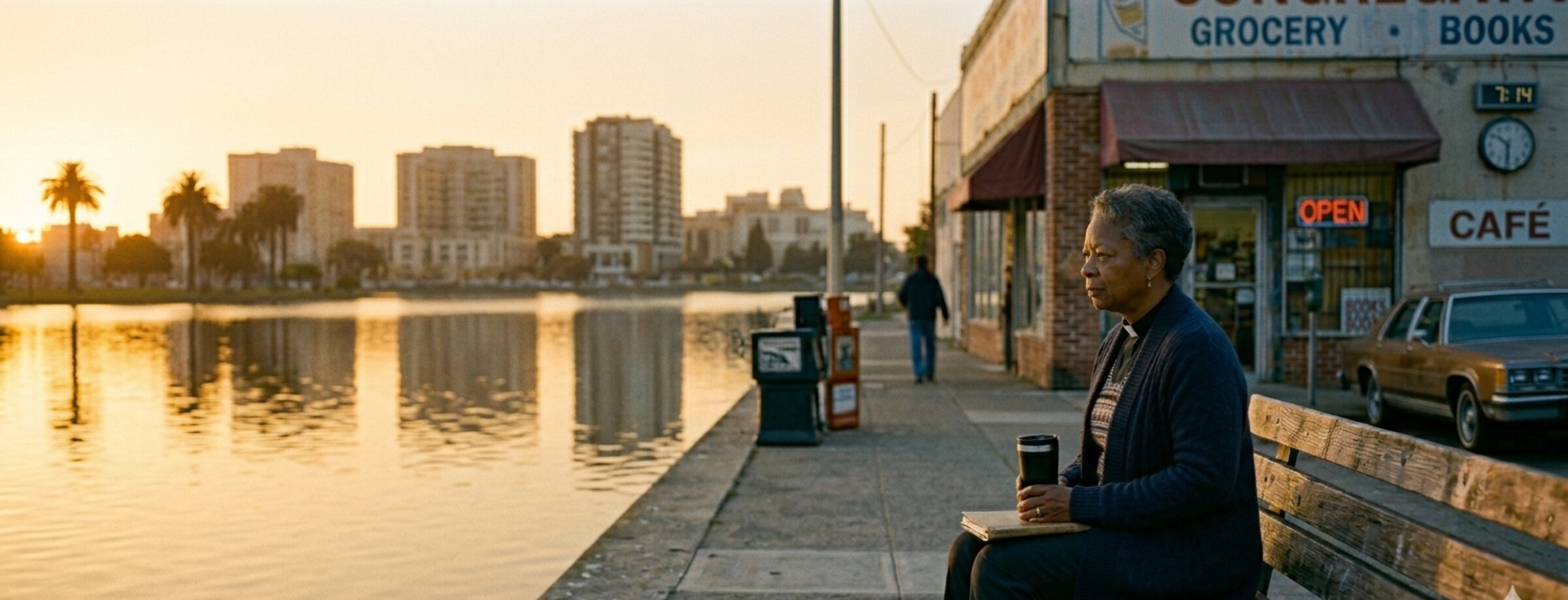 The southwest corner, 6:14 a.m. Saturday